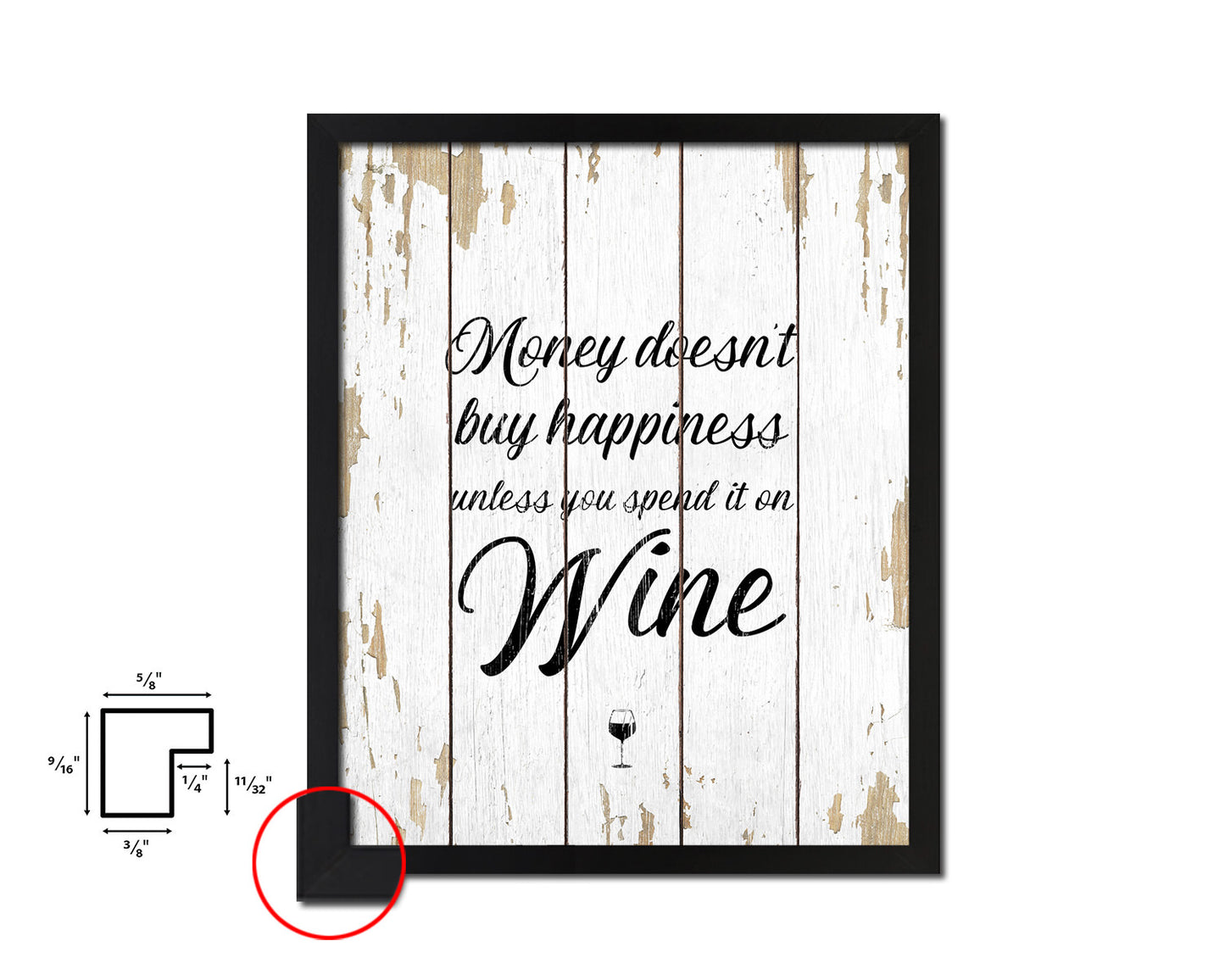 Money doesn't buy happiness unless you spend it Words Wood Framed Print Wall Decor Art Gifts