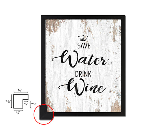 Save water drink wine Words Wood Framed Print Wall Decor Art Gifts