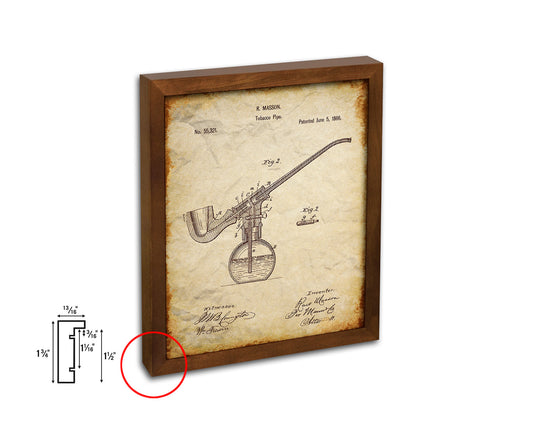 Pipe Tobacco Vintage Patent Artwork Walnut Frame Print Wall Art Decor Gifts