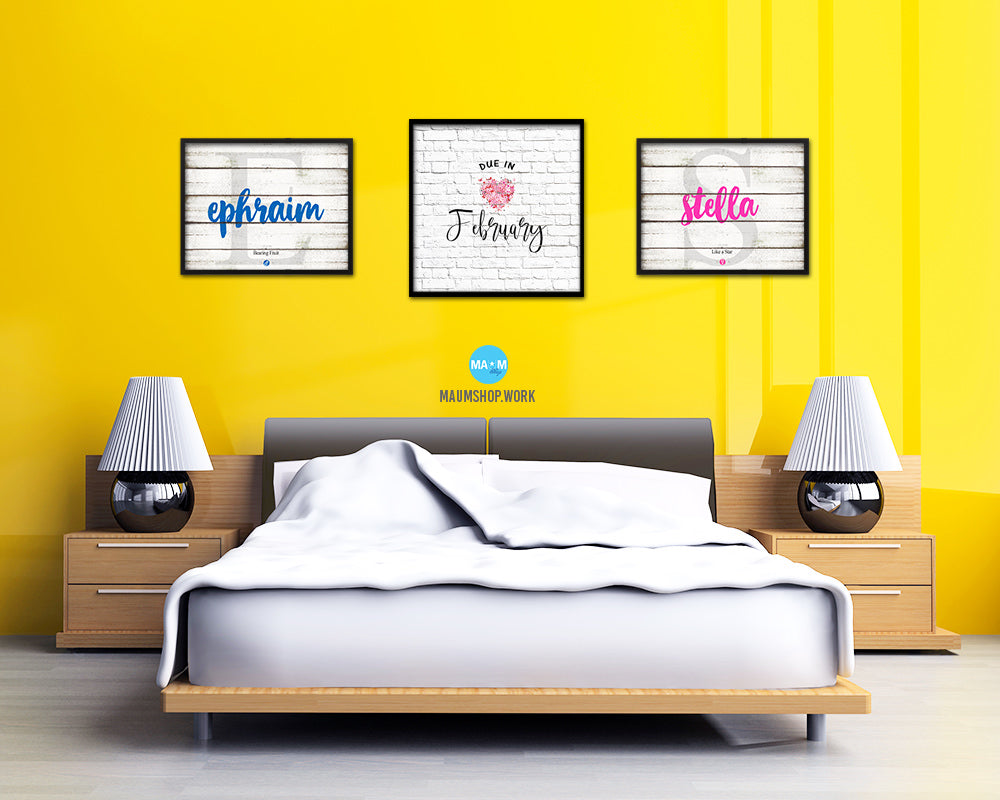 Baby Due In February Pregnancy Announcement Personalized Frame Print Wall Decor Art Gifts