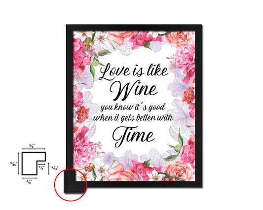 Love is like wine you know it's good Words Wood Framed Print Wall Decor Art Gifts