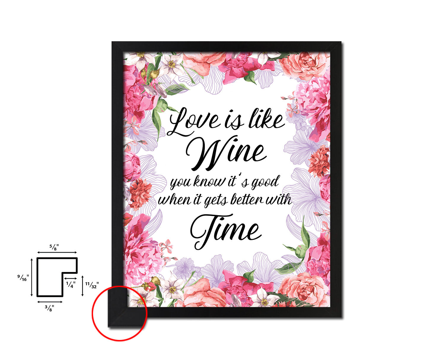 Love is like wine you know it's good Words Wood Framed Print Wall Decor Art Gifts