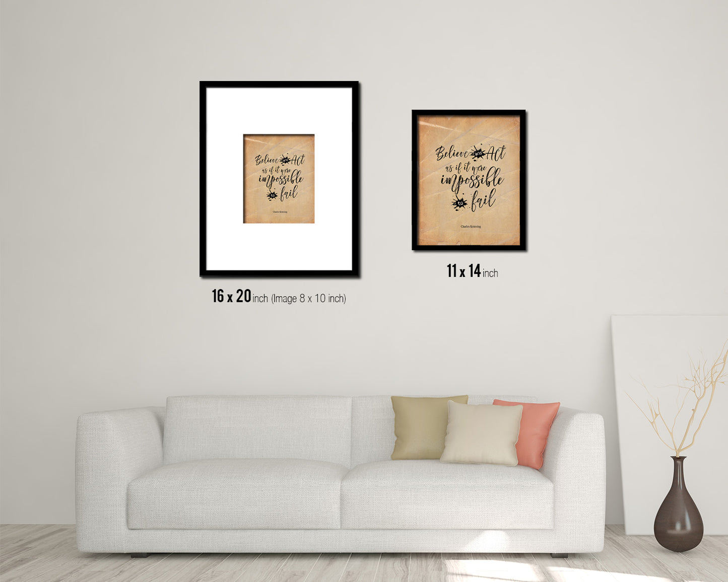 Believe & act as if it were impossible Quote Paper Artwork Framed Print Wall Decor Art