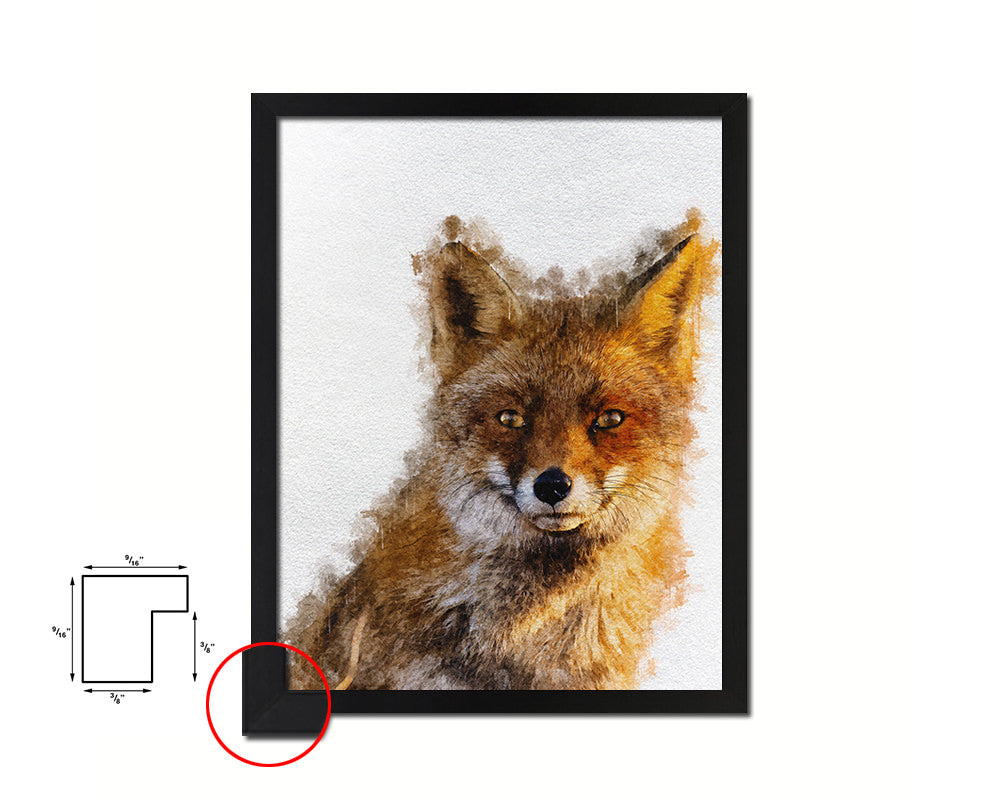 Red Fox Animal Painting Print Framed Art Home Wall Decor Gifts