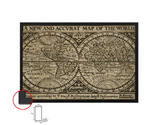 World John Speed 1635 Historical Map Framed Print Art Wall Decor Gifts