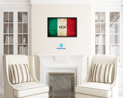 Texas 1824 ALAMO Historical Battle Vintage Military Flag Framed Print Art