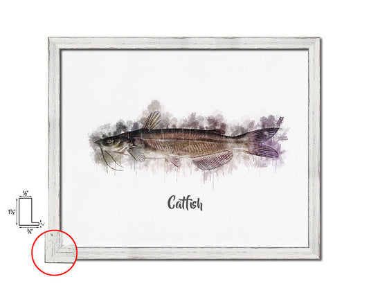Catfish Fish Framed Prints Modern Restaurant Sushi Bar Watercolor Wall Art Decor