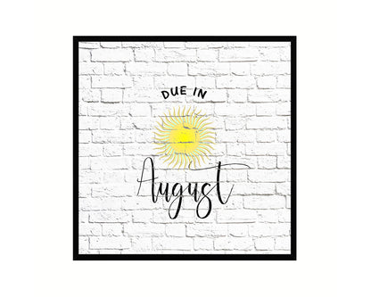 Baby Due In August Pregnancy Announcement Personalized Frame Print Wall Decor Art Gifts