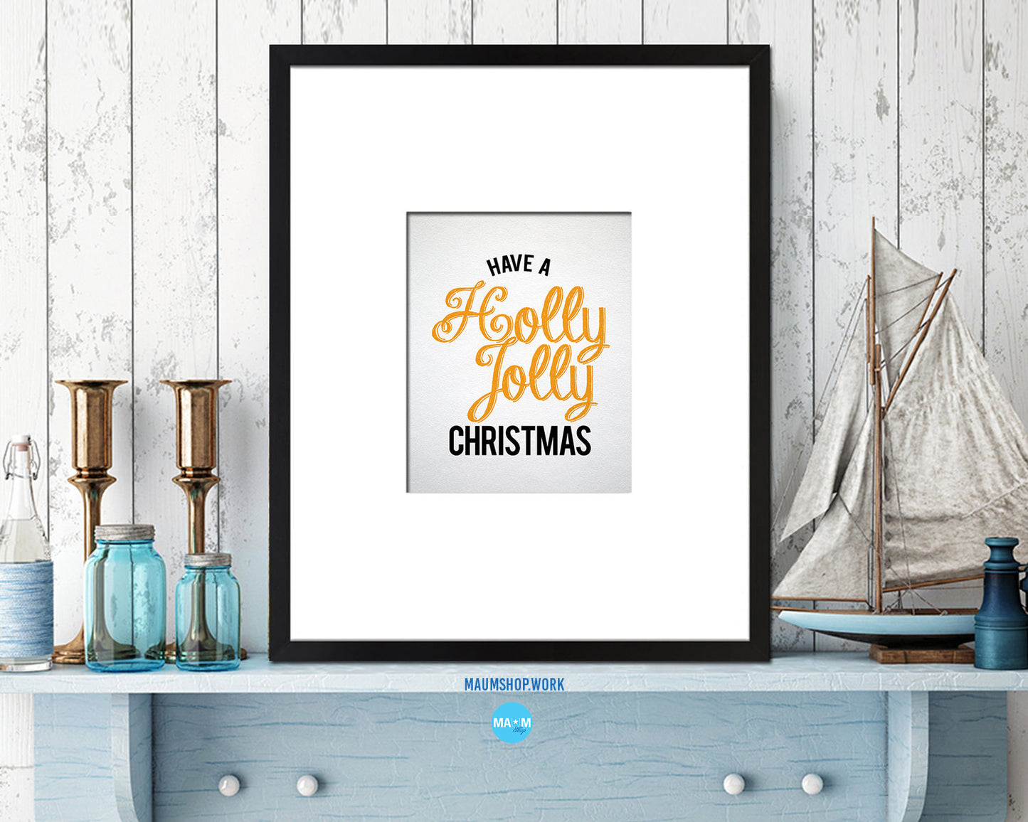 Have a holly jolly christmas Holiday Season Gifts Wood Framed Print Home Decor Wall Art
