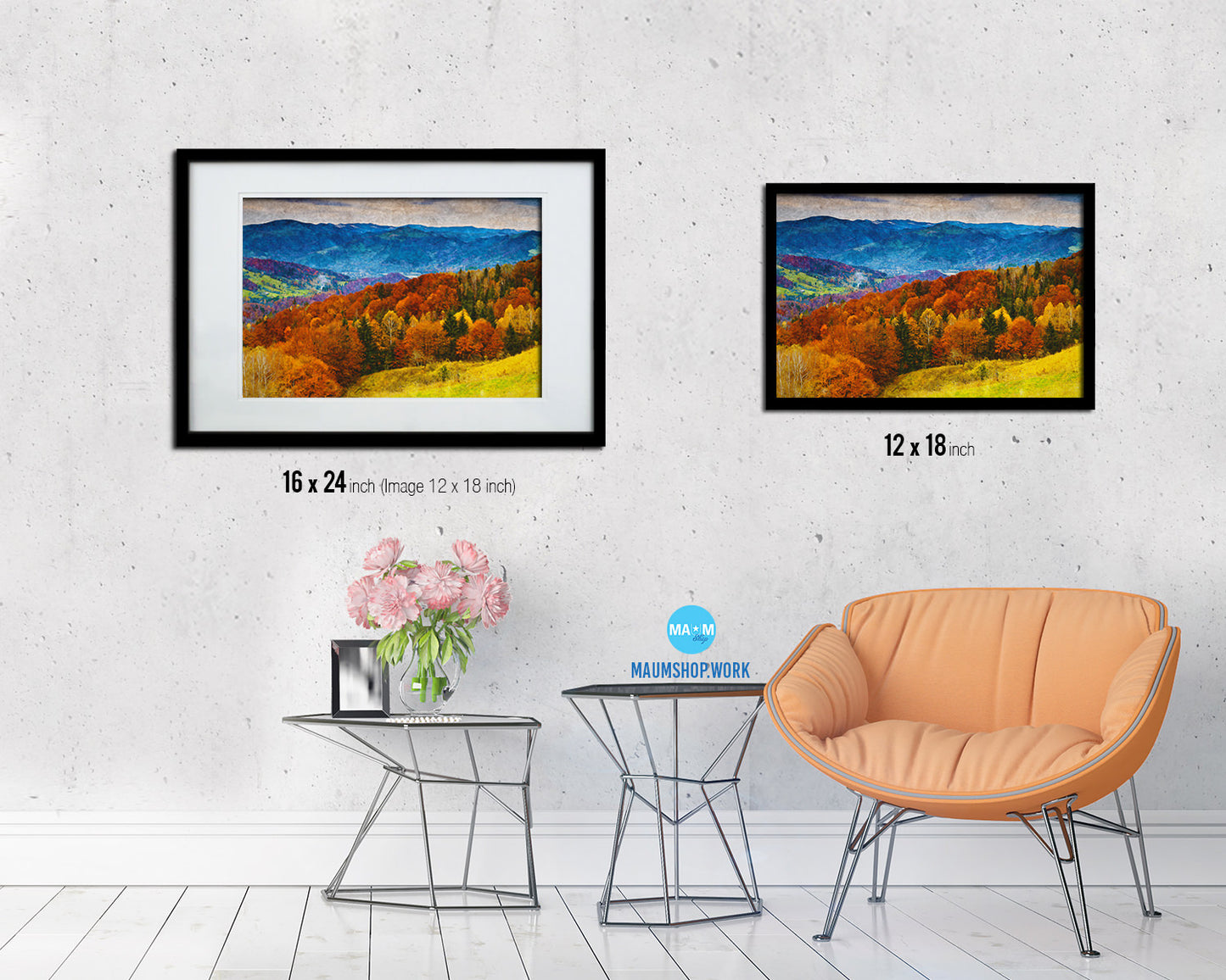 Autumn Forest Mountain Landscape Painting Print Art Frame Home Wall Decor Gifts