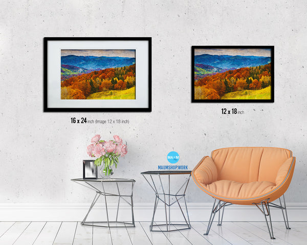 Autumn Forest Mountain Landscape Painting Print Art Frame Home Wall Decor Gifts