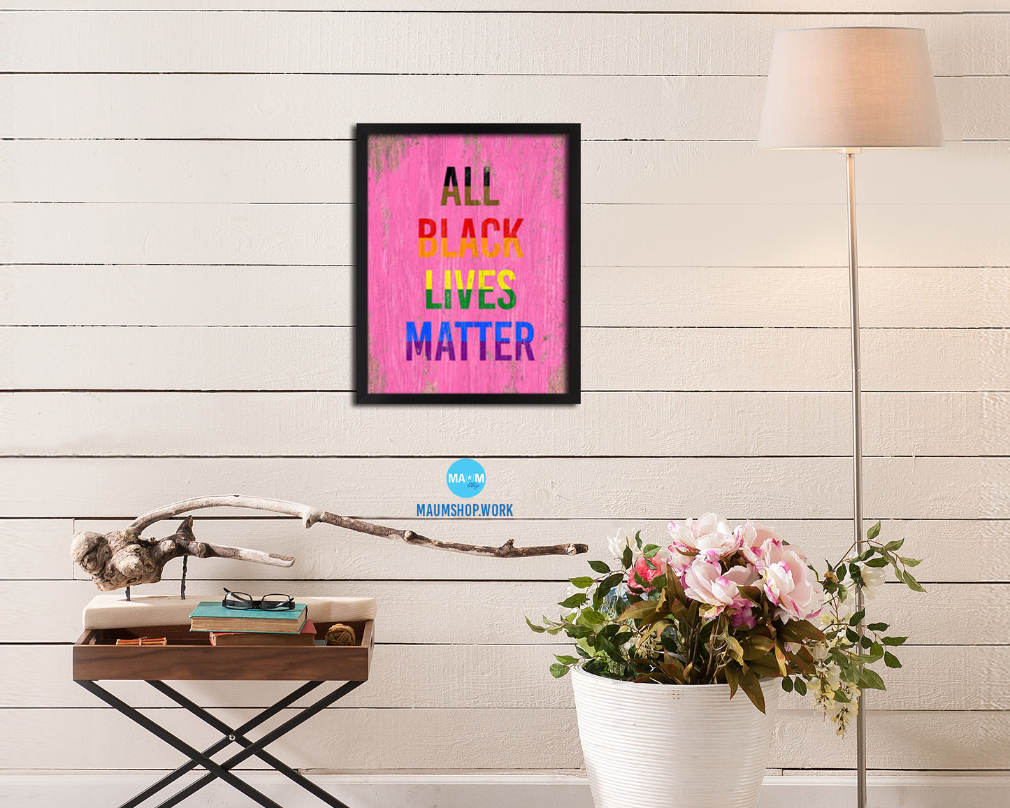 All Black Lives Matter Rainbow Pride Peace Right Justice Poster Wood Framed Wall Decor Gifts