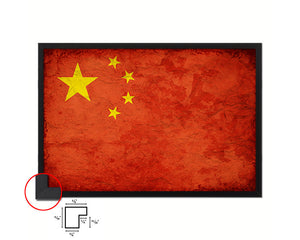 China Country Vintage Flag Wood Framed Print Wall Art Decor Gifts