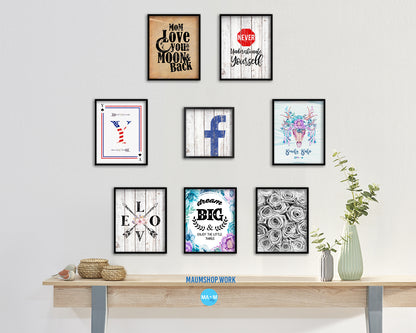 Facebook Social Media Symbol Icons logo Framed Print Shabby Chic Home Decor Wall Art Gifts