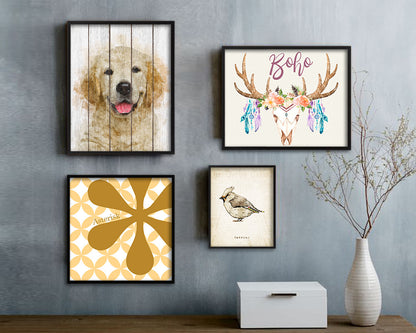 Jindo Dog Puppy Portrait Framed Print Pet Watercolor Wall Decor Art Gifts