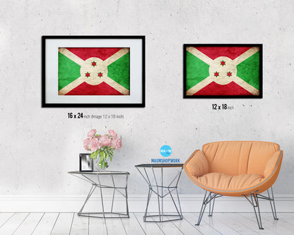 Burundi Country Vintage Flag Wood Framed Print Wall Art Decor Gifts