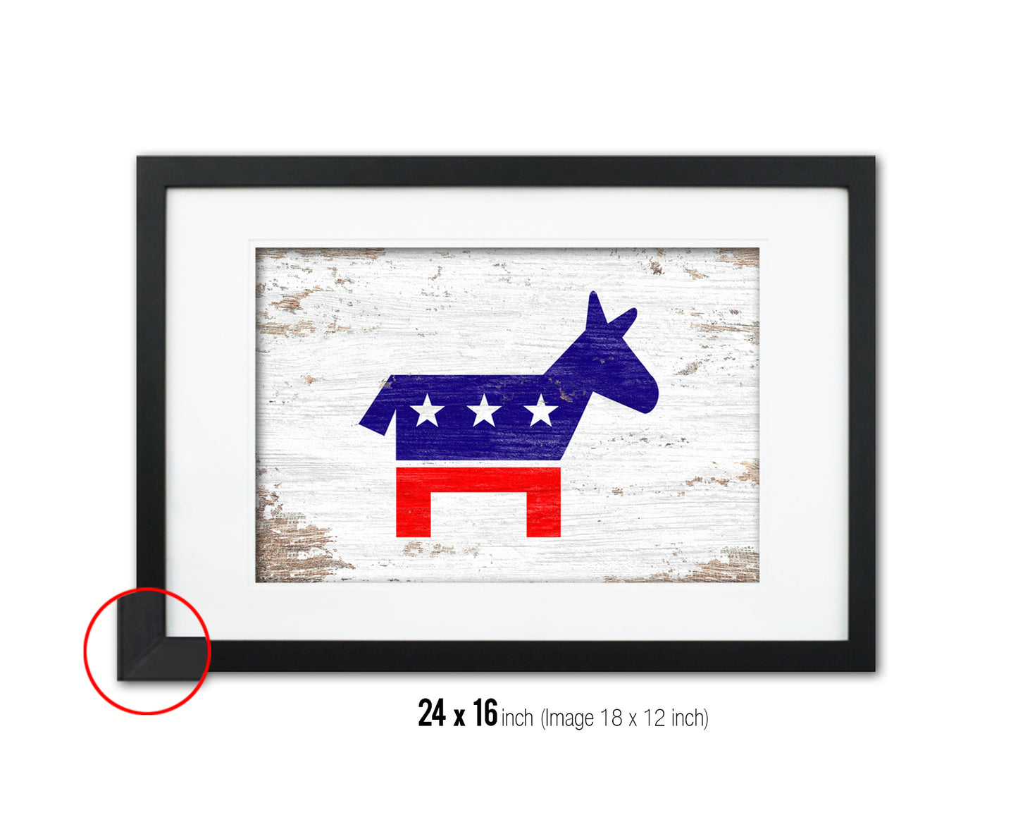 Democratic Party Political Democrat Shabby Chic Military Flag Framed Print Decor Wall Art Gifts