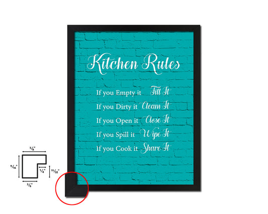 Kitchen Rules Quote Framed Print Home Decor Wall Art Gifts