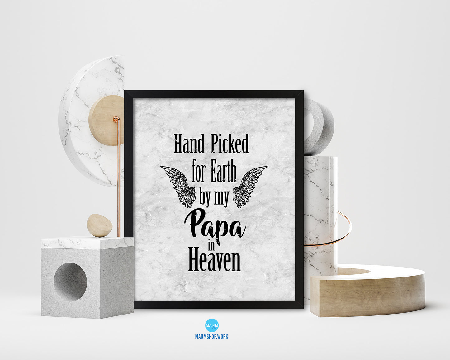 Hand picked for earth by our Papa in heaven Nursery Quote Framed Print Wall Art Decor Gifts