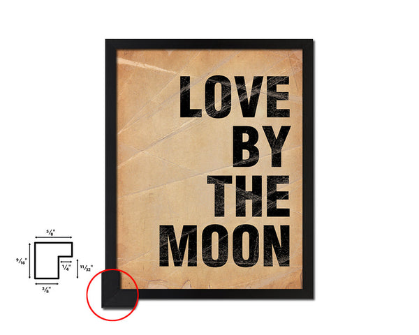Love by the moon Quote Paper Artwork Framed Print Wall Decor Art