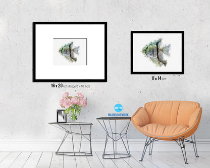 Silver Angelfish Framed Print Modern Restaurant Sushi Bar Modern Watercolor Wall Art Decor