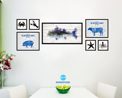 Blackfin Tuna Fish Art Wood Framed White Wash Restaurant Sushi Wall Decor Gifts, 10" x 20"