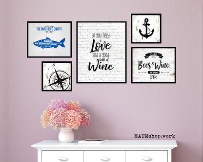 All you need is love and a good bottle Quote Wood Framed Print Wall Decor Art Gifts
