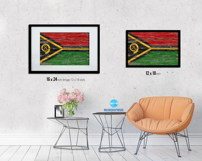 Vanuatu Country Wood Rustic National Flag Wood Framed Print Wall Art Decor Gifts