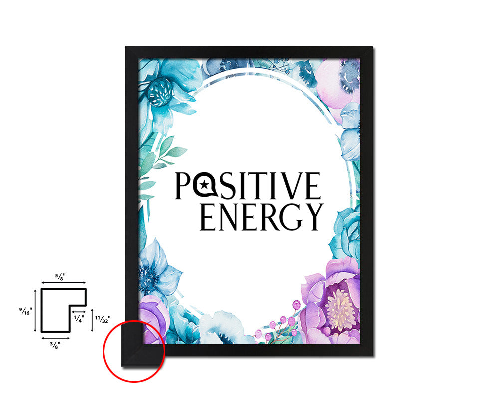 Positive Energy Quote Boho Flower Framed Print Wall Decor Art