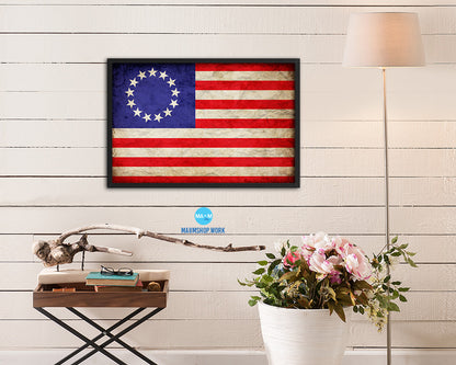 13 Colonies Vintage Military Flag Framed Print Sign Decor Wall Art Gifts