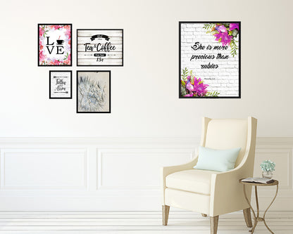 She is more precious than rubies, Proverbs 3:5 Quote Framed Print Home Decor Wall Art Gifts