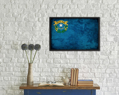 Nevada State Vintage Flag Wood Framed Paper Print Wall Art Decor Gifts