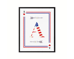 Letter A Custom Monogram Card Decks Heart American Flag Framed Print Wall Art Decor Gifts