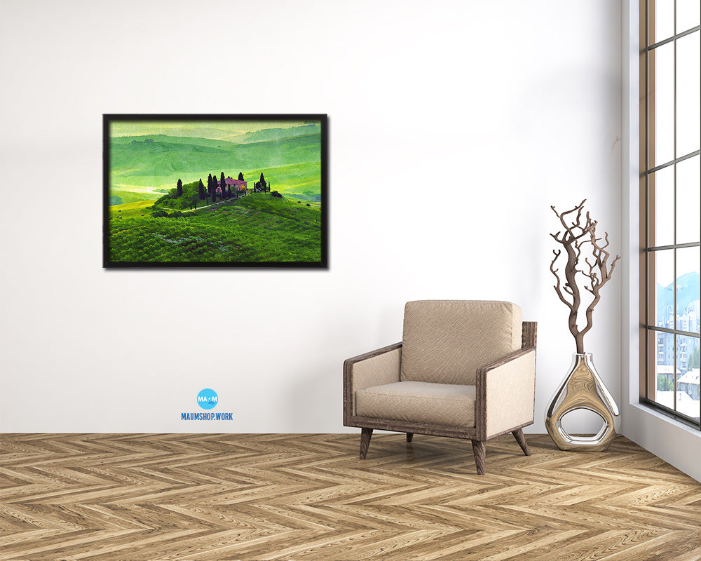 Tuscany, Italy Vineyards Artwork Painting Print Art Frame Home Wall Decor Gifts