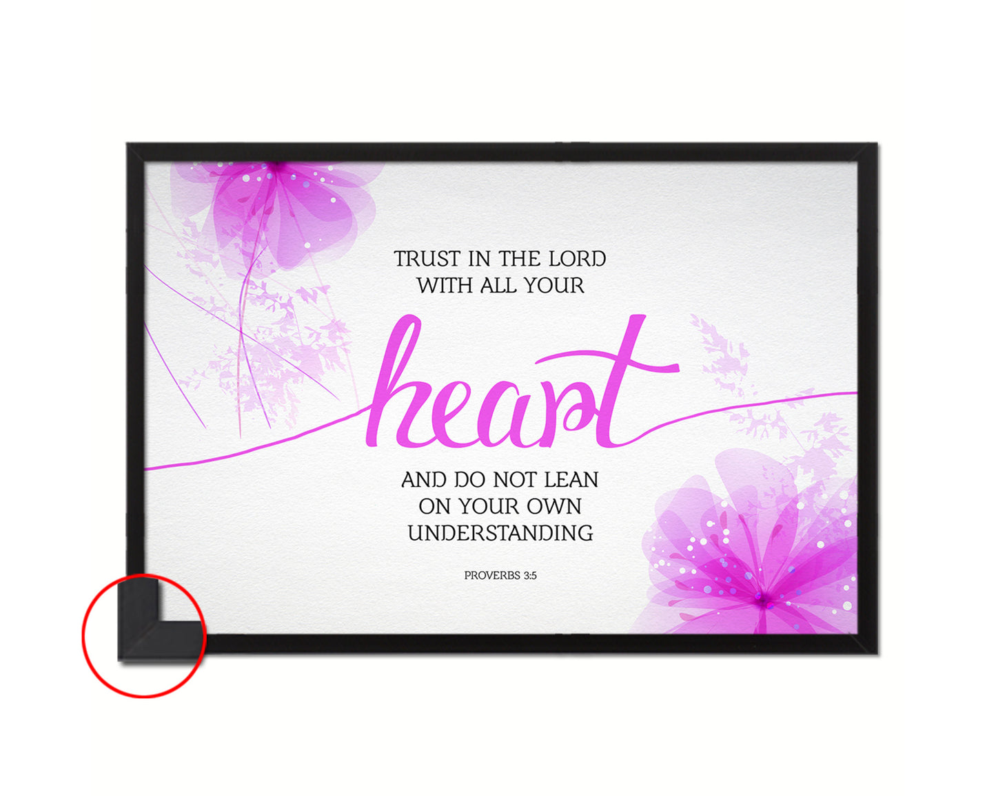 Trust in the Lord with all your Heart, Proverbs 3:5 Bible Verse Scripture Framed Art