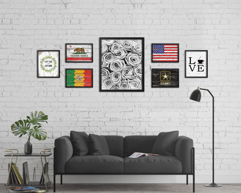 Roses White Flower Wood Framed Paper Print Wall Decor Art Gifts