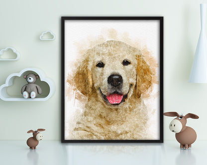 Jindo Dog Puppy Portrait Framed Print Pet Watercolor Wall Decor Art Gifts