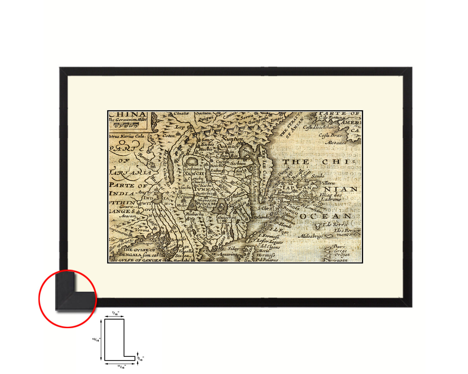 China Japan Korea John Speed 1675 Old Map Framed Print Art Wall Decor Gifts