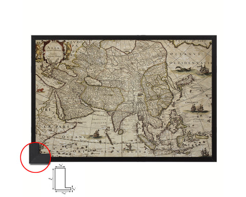 Asia Willem Blaeu Amsterdam 1640 Historical Map Framed Print Art Wall Decor Gifts