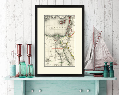 Egypt and Phoenicia Old Map Wood Framed Print Art Wall Decor Gifts