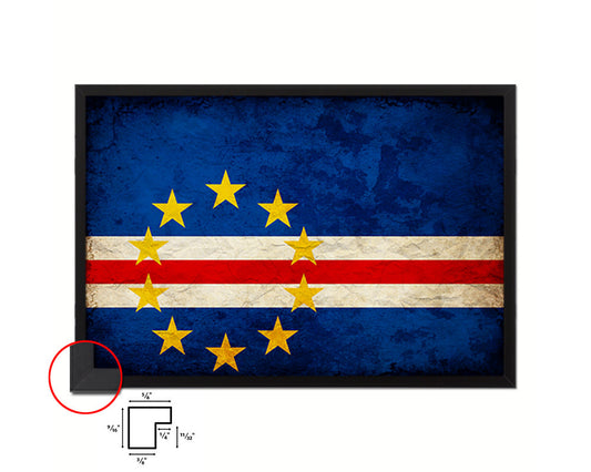 Cape Verde Country Vintage Flag Wood Framed Print Wall Art Decor Gifts