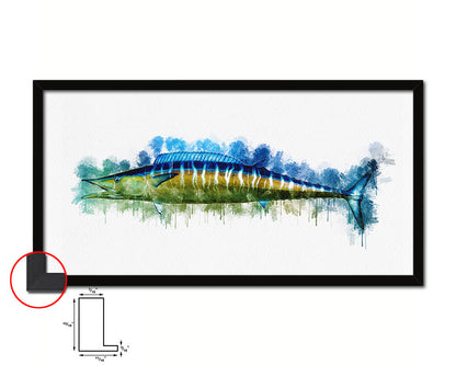 Wahoo Fish Art Wood Frame Modern Restaurant Sushi Wall Decor Gifts, 10" x 20"