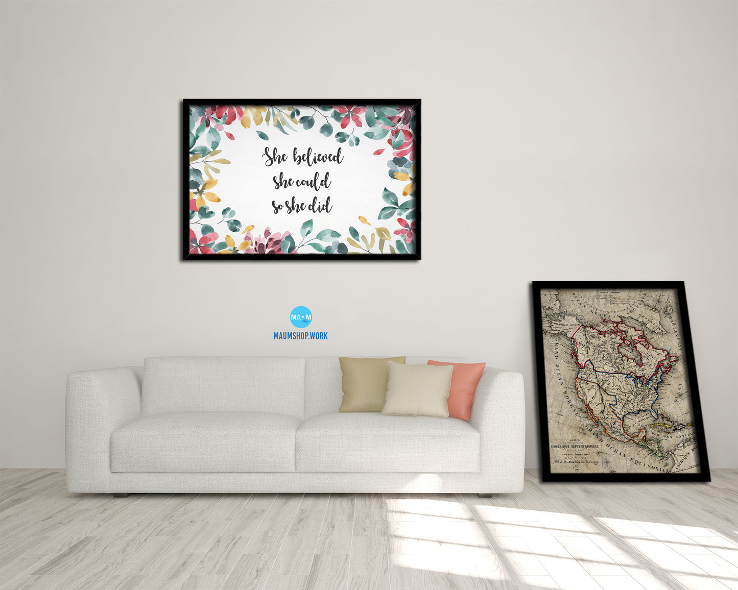 She believed she could so she did Quote Framed Print Wall Decor Art Gifts
