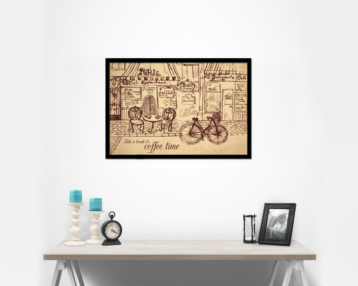 Take a break it's coffee time Quote Framed Print Wall Decor Art Gifts
