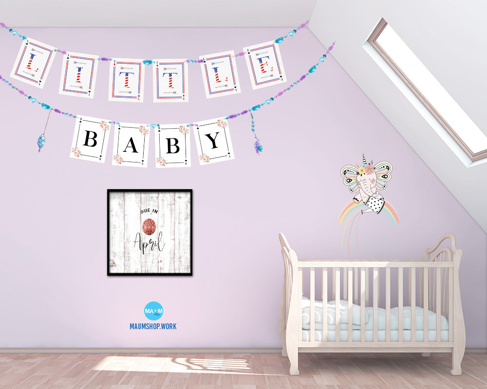 Baby Due In April Pregnancy Announcement Personalized Frame Print Wall Decor Art Gifts