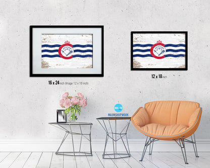 Cincinnati City Ohio State Shabby Chic Flag Framed Prints Decor Wall Art Gifts