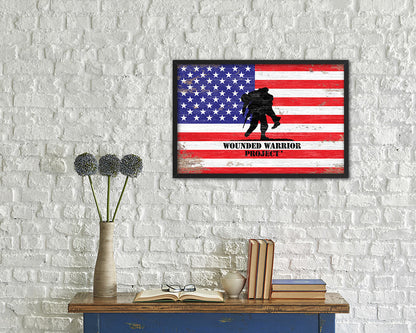 Wounded Warrior Project American Shabby Chic Military Flag Framed Print Decor Wall Art Gifts
