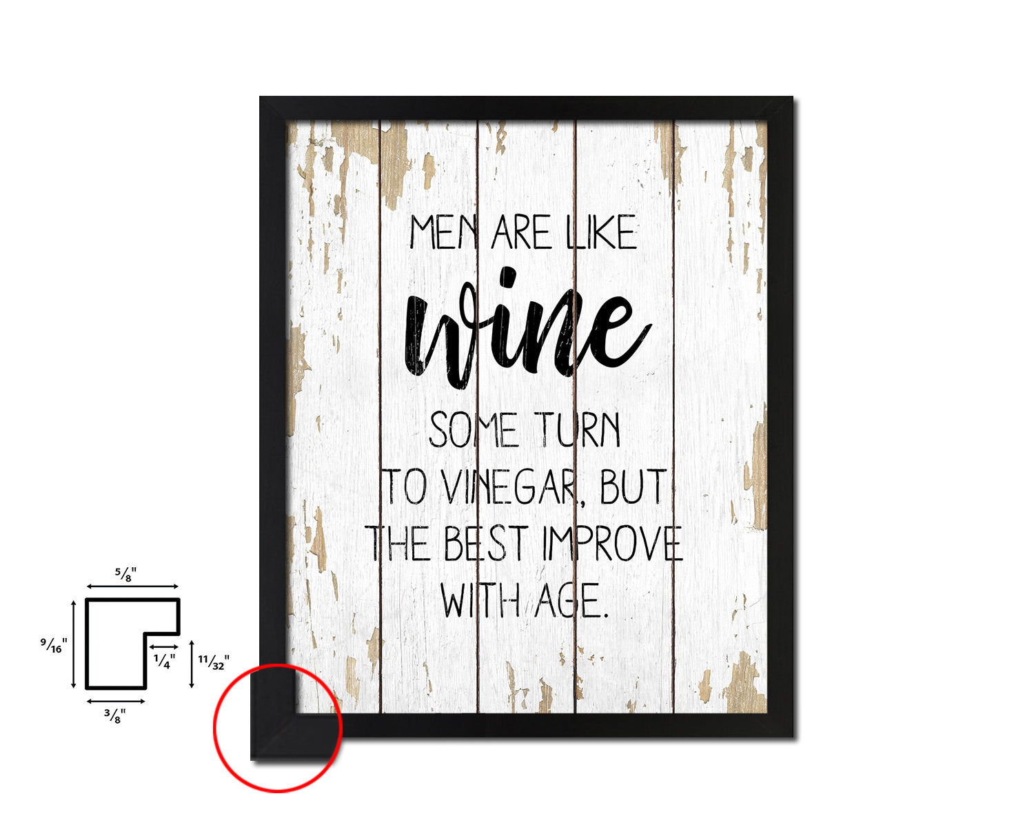 Men are like wine some turn to vinegar Words Wood Framed Print Wall Decor Art Gifts