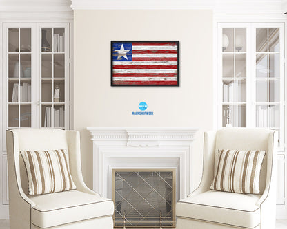 Liberia Country Wood Rustic National Flag Wood Framed Print Wall Art Decor Gifts