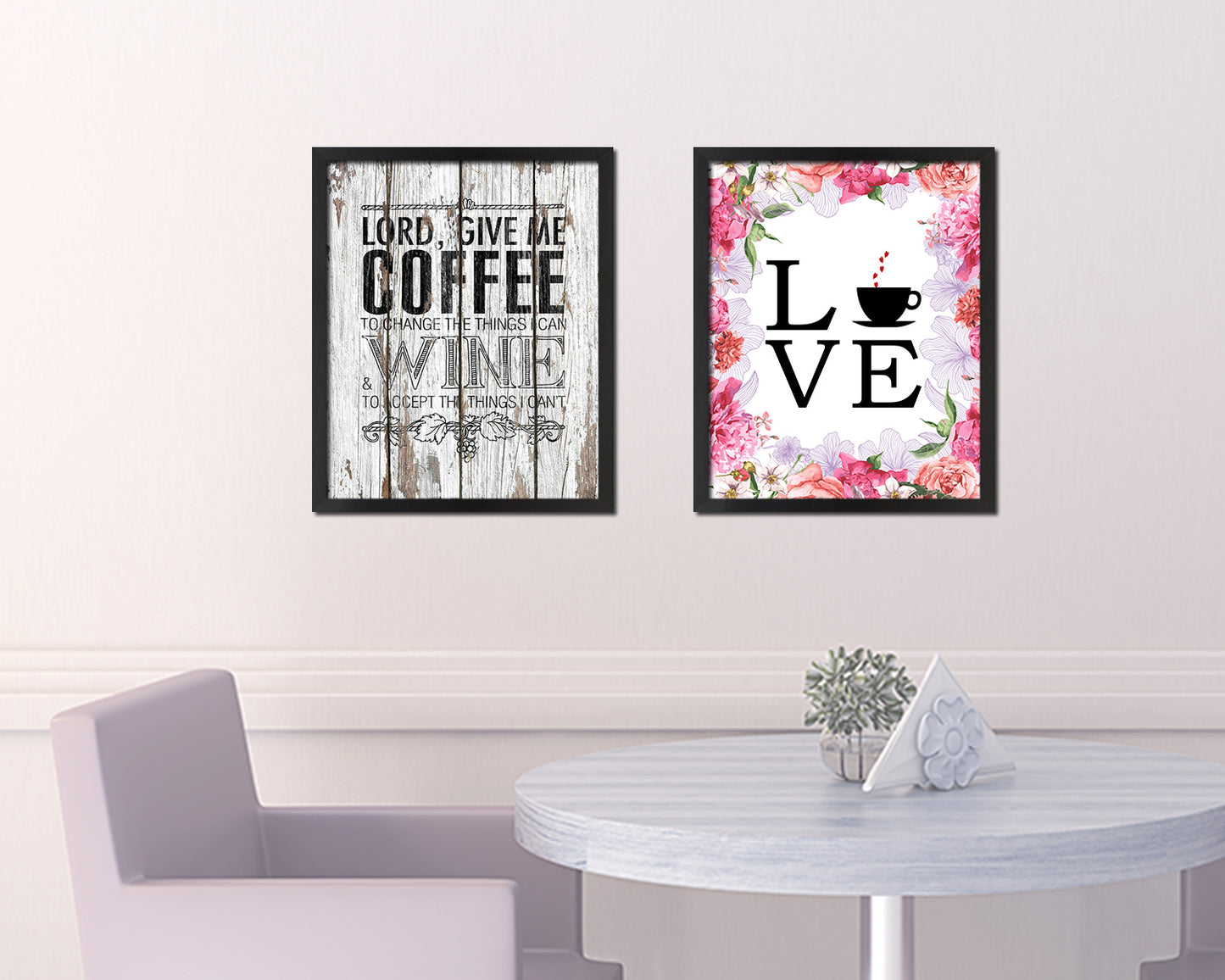 Lord, give me  coffee to  change the things I can Words Wood Framed Print Wall Decor Art Gifts